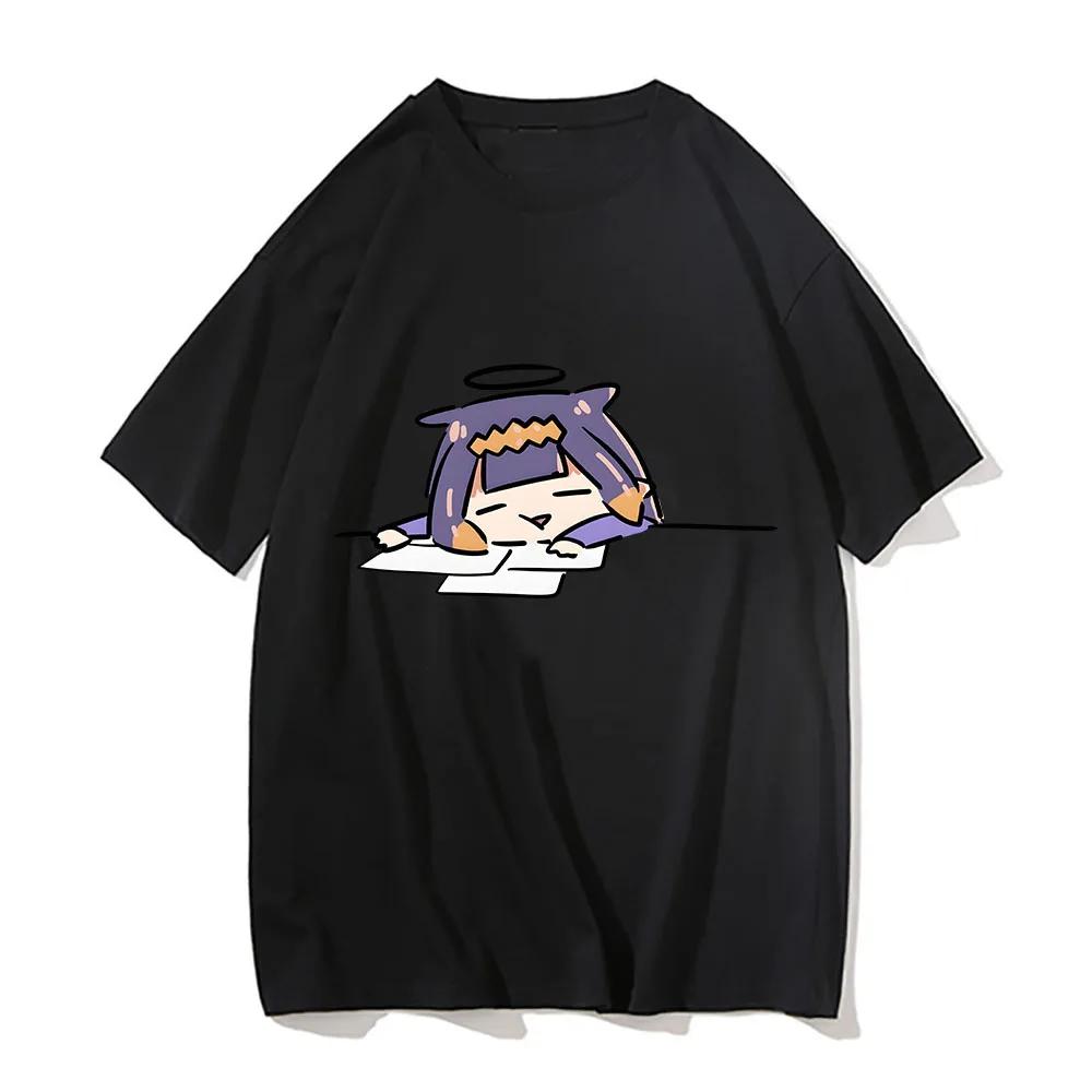 Ninomae Inanis Tako Cartoon Anime Printed T Shirt Outdoor Harajuku Vintage Clothes Casual O-neck Loose Short Sleeve Tees
