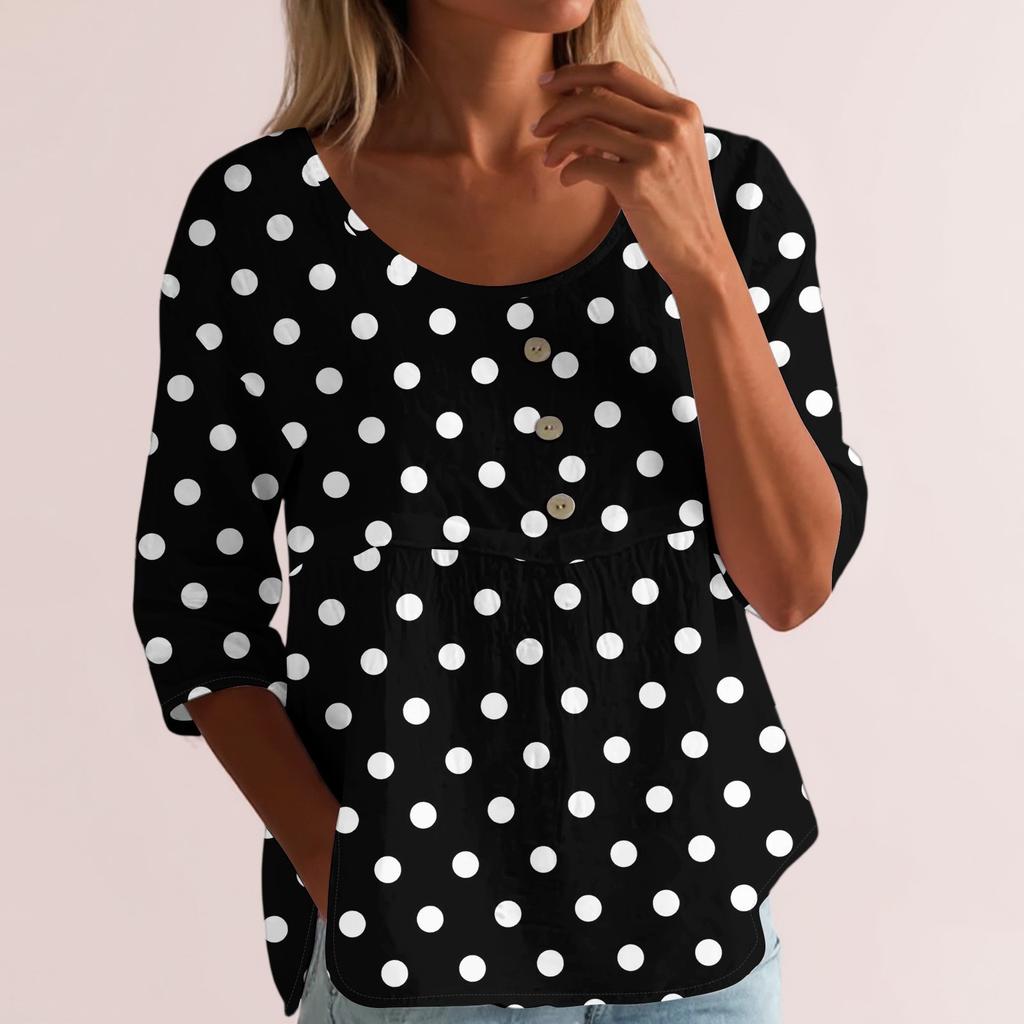 Linen Shirts For Women 3/4 Sleeve Button Down V Neck Summer Tops Dressy Casual Cute Shirts