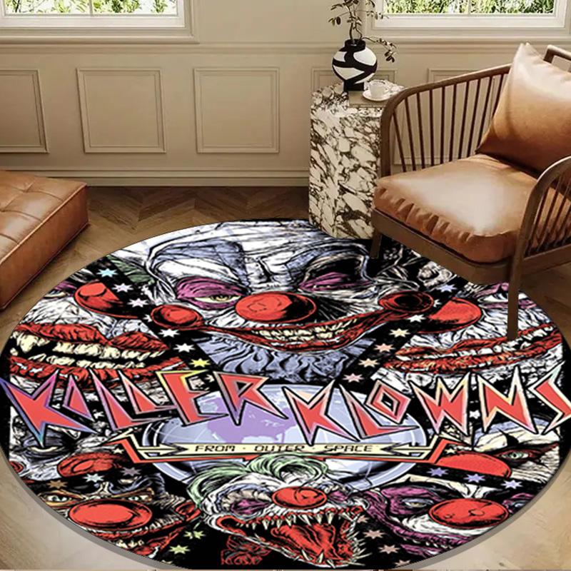 Scary Clown Horror Round Rug for Livingroom,Bedroom, Palyroom, Chair Rug, Area Rug, Circle Carpet, Large Size Fan Christmas Gift