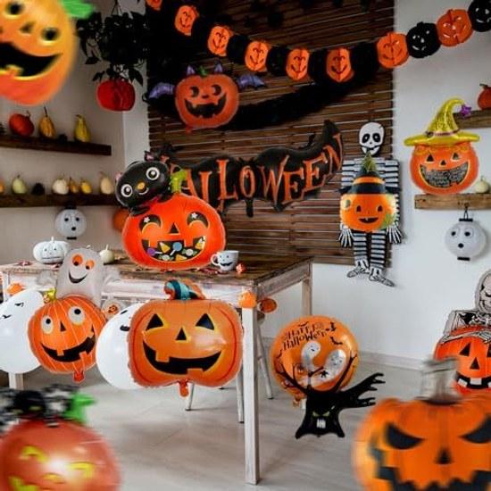 Charming Club Halloween Decorations Balloons Large Size Aluminum 12 Pieces Wall Ornaments Decor Atmosphere Maker Party Cultural Festival Event Extra