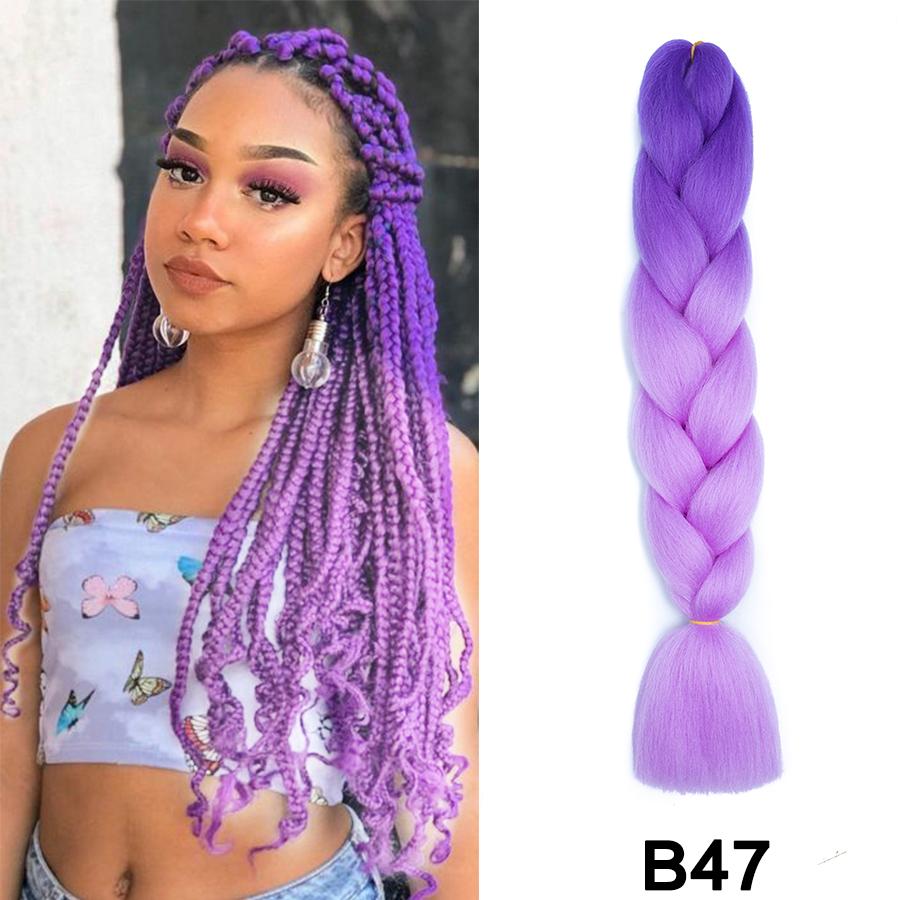 Synthetische 24-inch Lange Paarse Vlecht Haarverlengingen voor Vlechten Rumi Vlecht Haar voor Podiumfeest Cosplay, Meerkleurige Vlecht 24inches&1Pcs/Lot purple