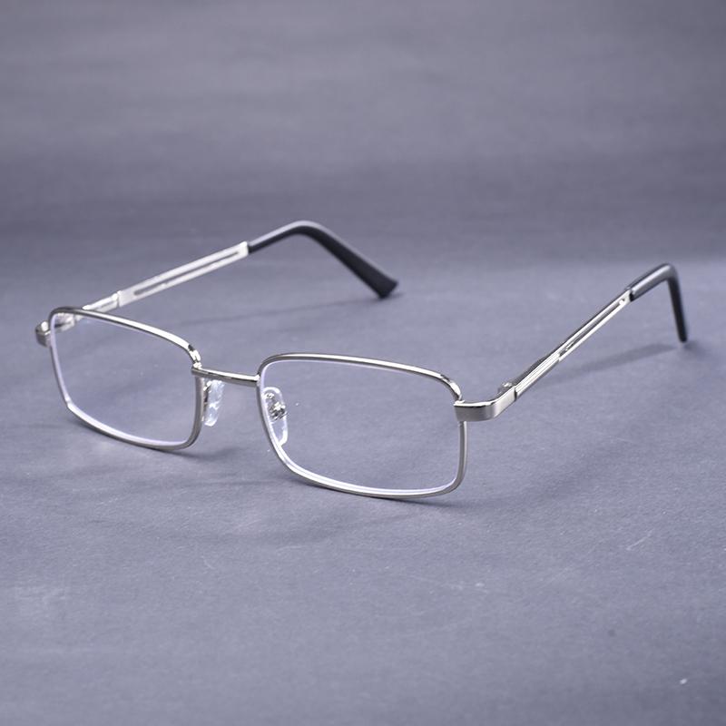 Sliver Frame Metal Anti-Blue Light Reading Glasses Men Full Frame Prescription Eyeglasses Male Reading Glasses +125+175