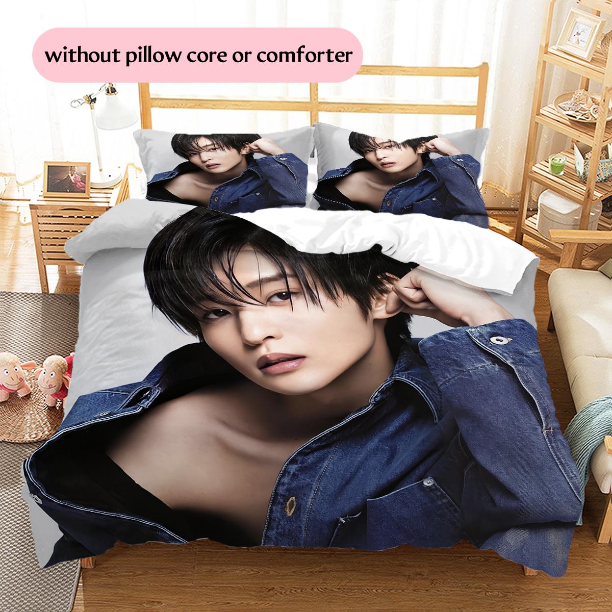 Koji Mukai Pattern Bedding Home Decoration Birthday & Festival Gift (1 * duvet cover + 2 * pillowcase, without core) 135x200cm