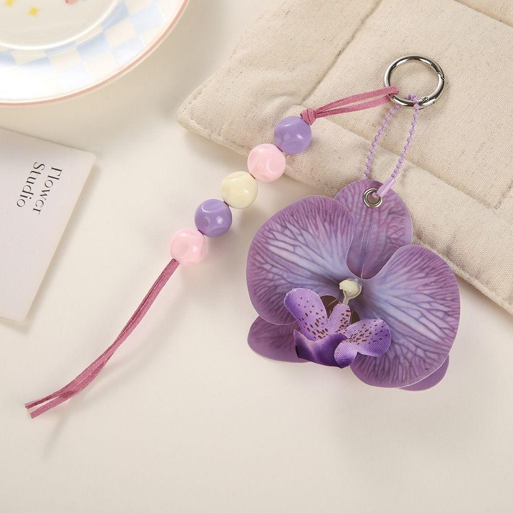 

Cartoon Floral Key Chain Beads Bag Pendant Fashion Flower Keychain Gift фиолетовый