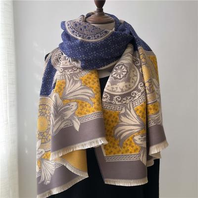 Winter New Scarf Printed Tassel Imitation Cashmere Scarf Women's Shawl Thermal Scarf