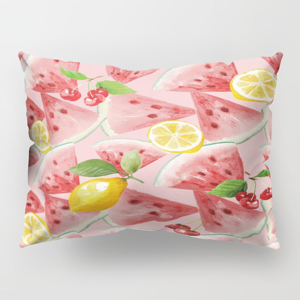 Ins Fruit Single Sided Polyester Pillow Case Watermelon Banana Pineapple Strawberry Pattern Waist Cushion Cover Bedside Pillow Case