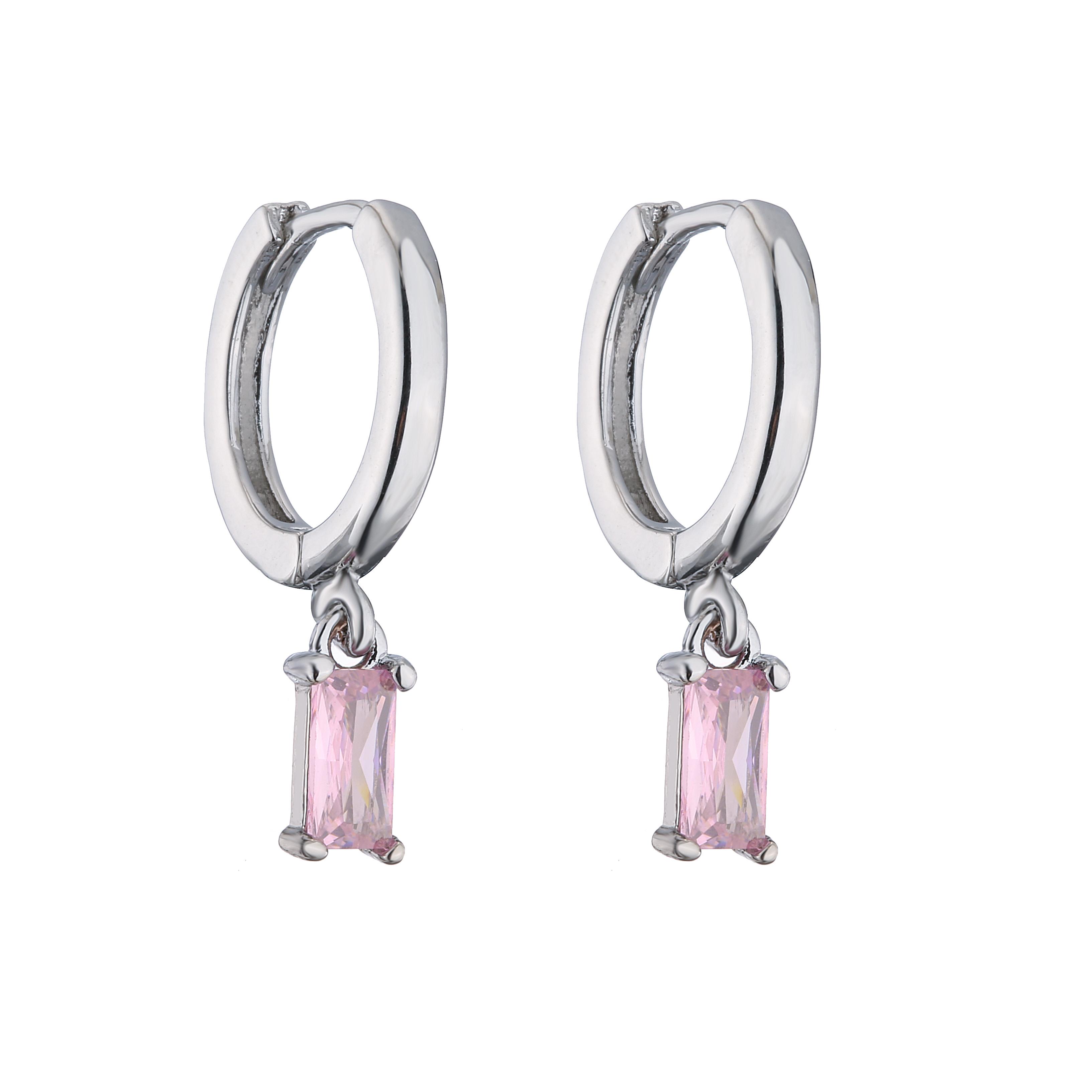 HECHENG,Fashion Luxury Copper color korean Zircon Stud Pink Earing Earrings For Women Party Gift Zircon pink