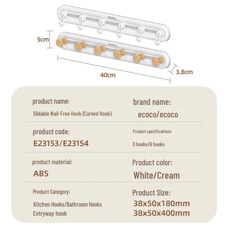 YIKOKO Sliding 6-Hook No-Drill Hanger