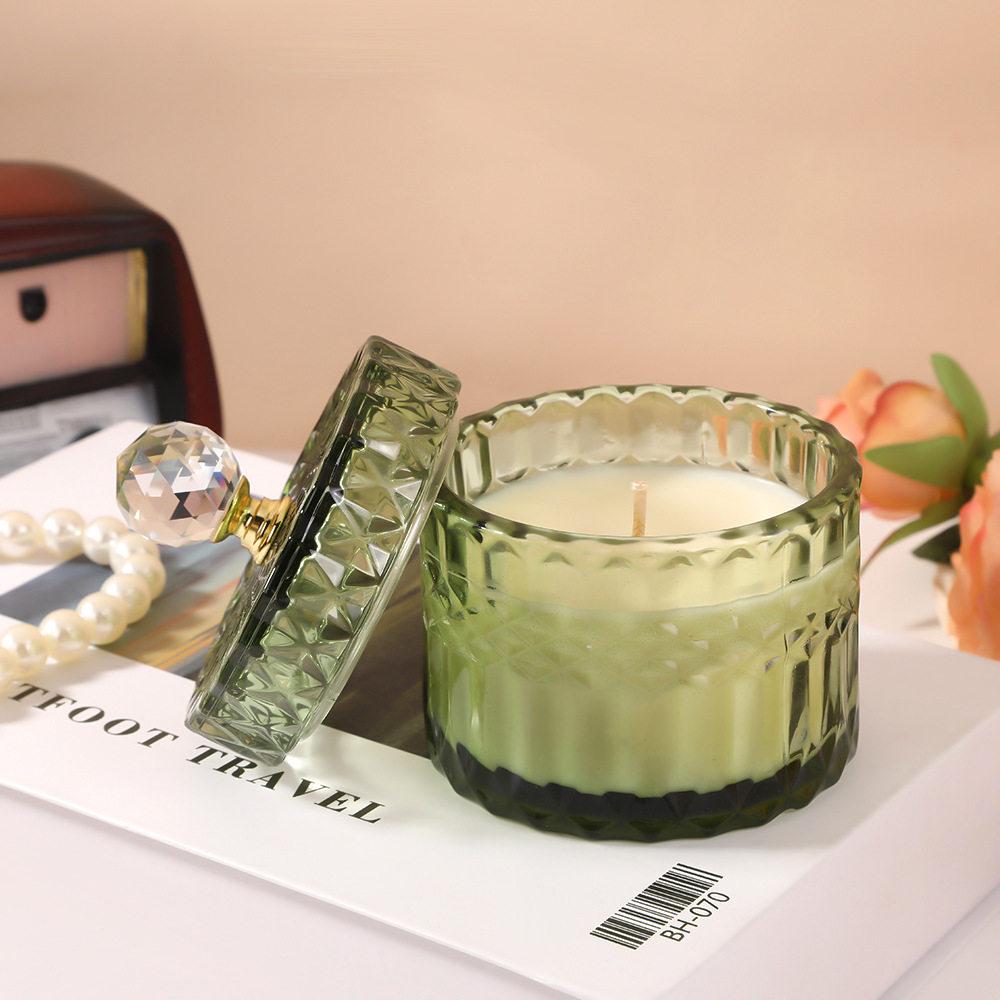 Vertical Transparent Colored Glass Candle Cup Aromatherapy Candle Yurt Ornaments Candlestick Aromatherapy Cup Decorative Jar