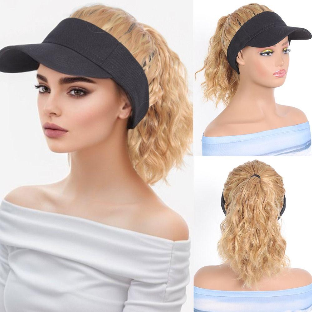 Baseball Cap Ponytail Curly Hair With Cap Hollow Top Summer Sunshade Cap Wig  Travel