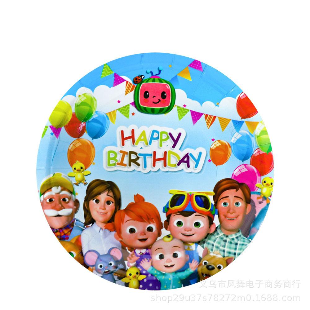 Coco Watermelon Baby Birthday Party Supplies Decorative Disposable Tableware Set Invitation Card Pennant Background Cloth