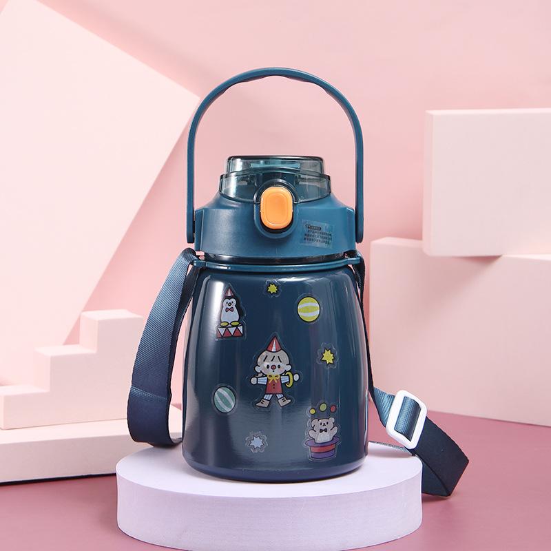 High-value Online Celebrity Pot-bellied Mug Lightweight To Carry Cartoon Gift Student Water Cup Large-capacity Bouncing Straw Childrens Pot