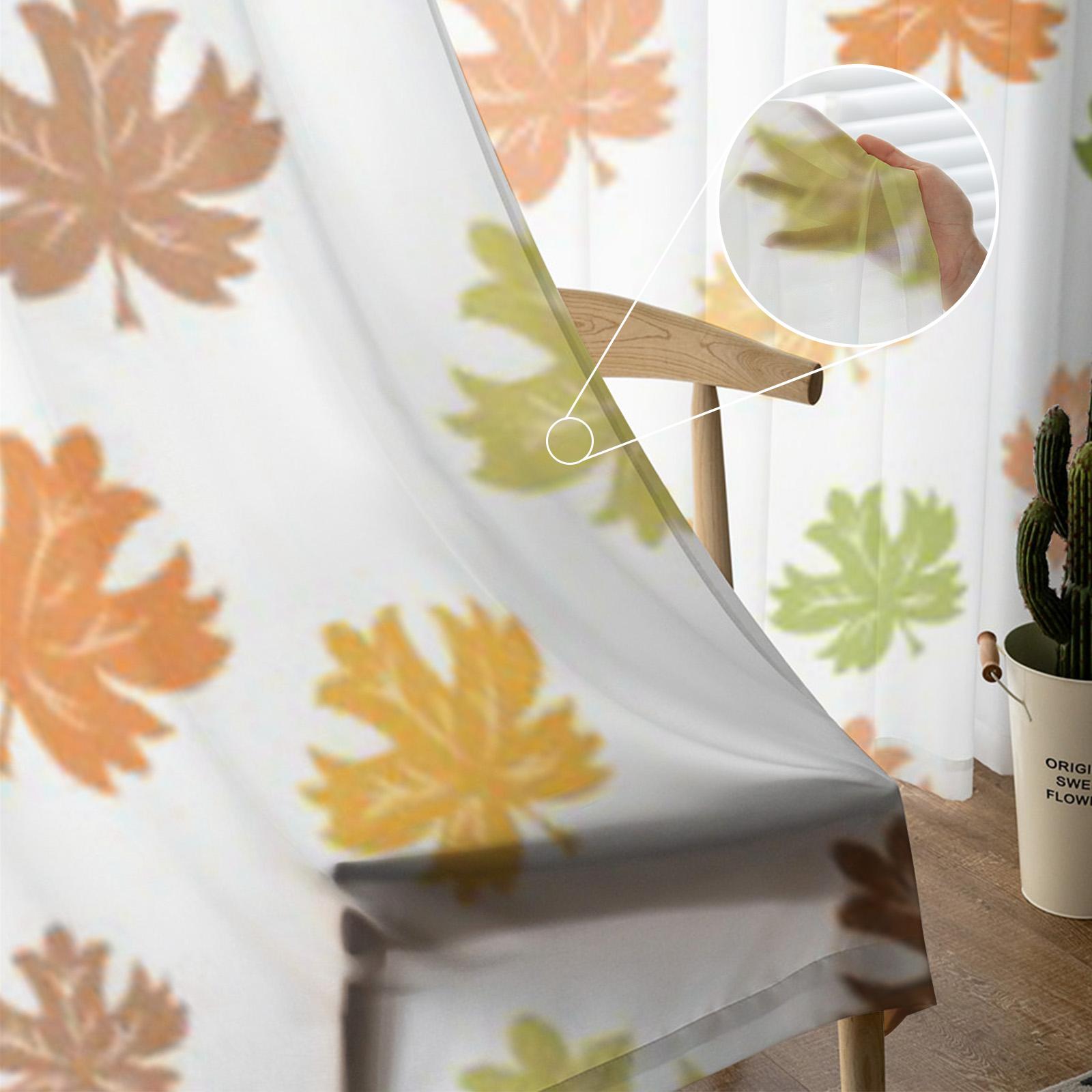 Осенние тюлевые шторы с кленовым листом для гостиной — фото 5