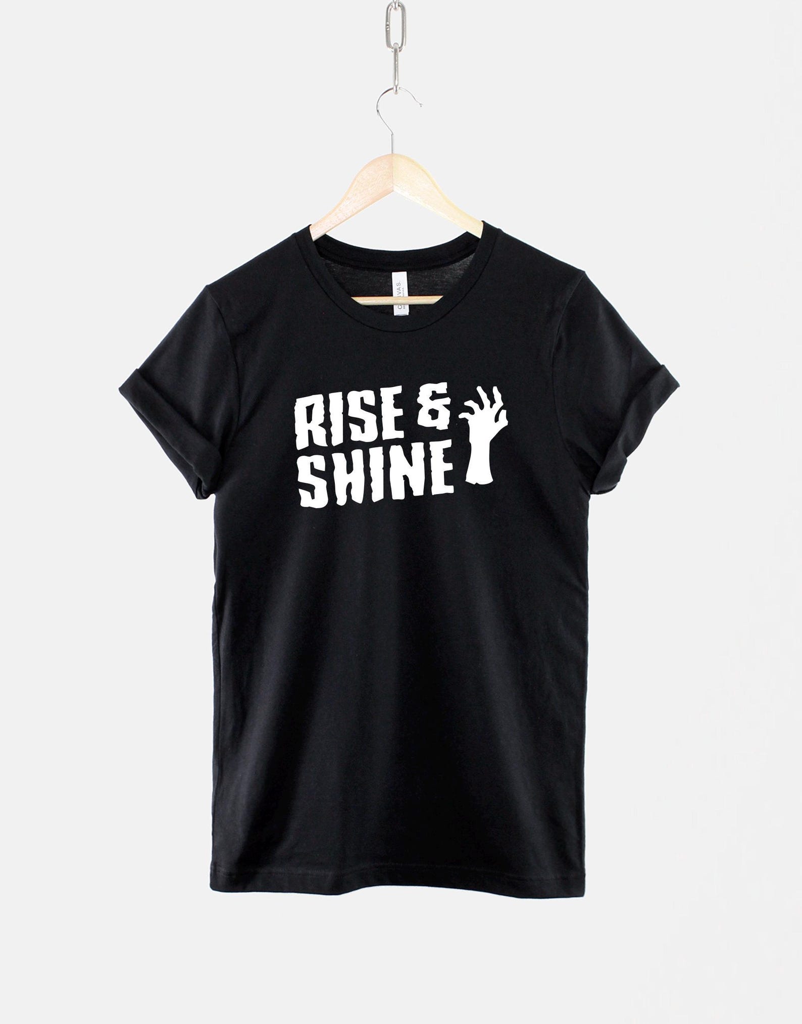 Funny Zombie T-Shirt, Rise and Shine Zombie Shirt, Halloween Zombie Graphic Tee, Horror Humor Top, Funny Halloween Shirt L