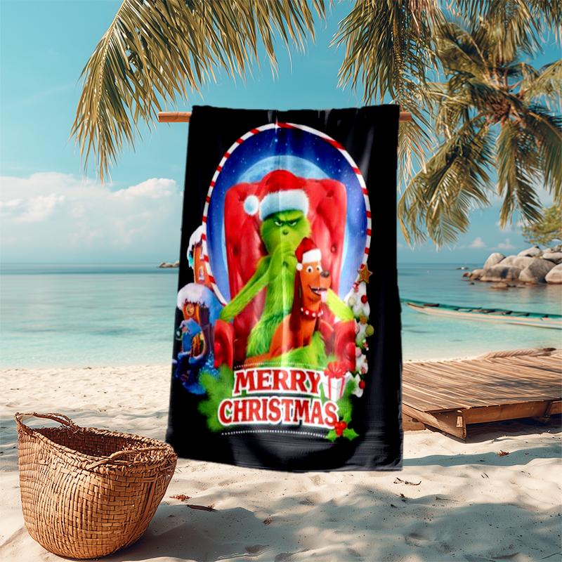 Asciugamano da spiaggia Grinch Campeggio all'aperto Asciugamano da spiaggia per vacanze nuoto Piscina all'aperto Asciugamano da bagno assorbente
