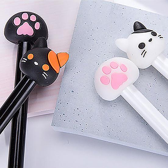 0.5mm Black Ink Cute Cat Head Paw Gel Ink Pen Stationery Office School Supplies