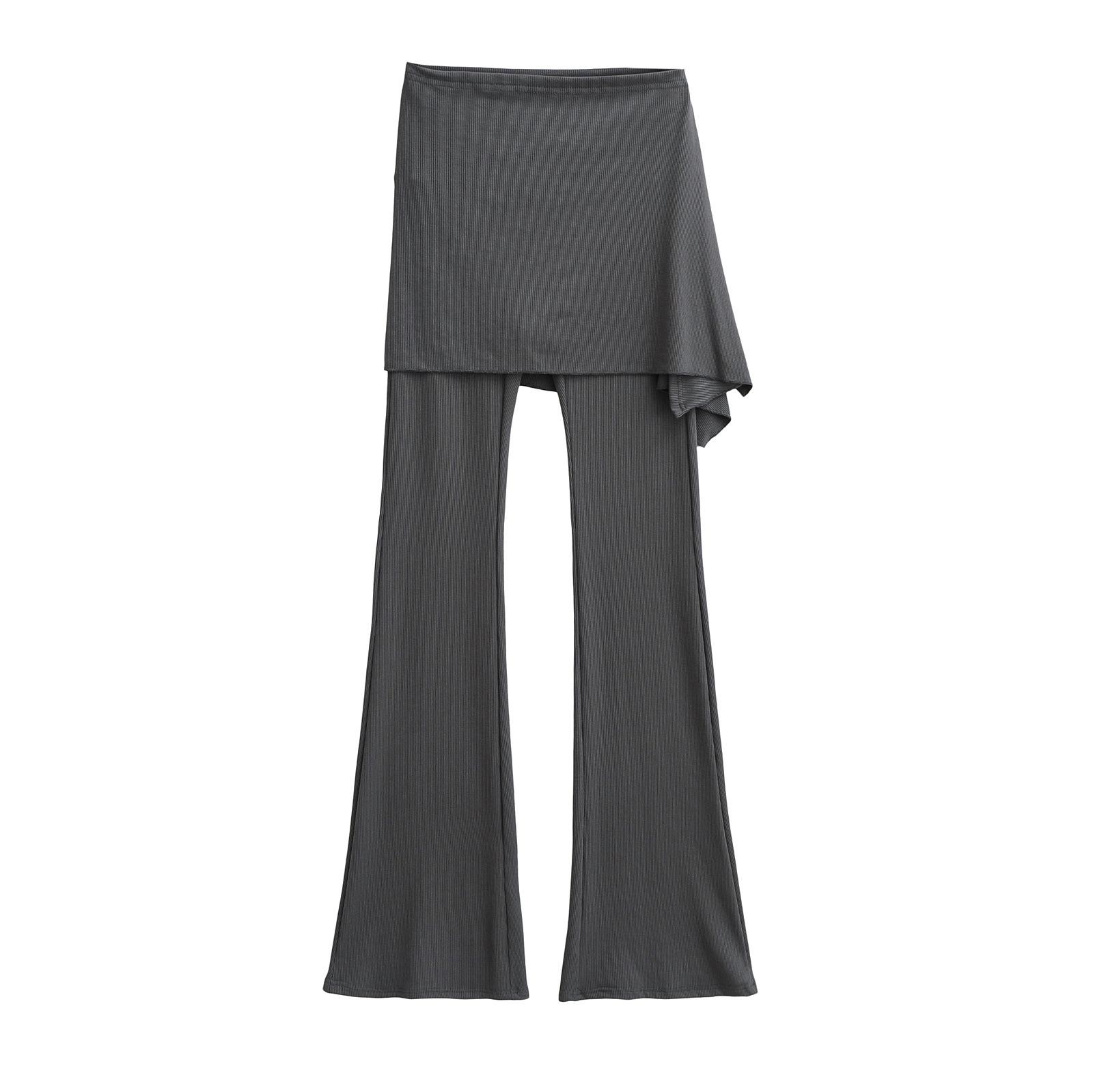 

Американский острый девичий стиль: Весна/Лето 2025 Облегающие расклешенные брюки-двойка Large темно-серого