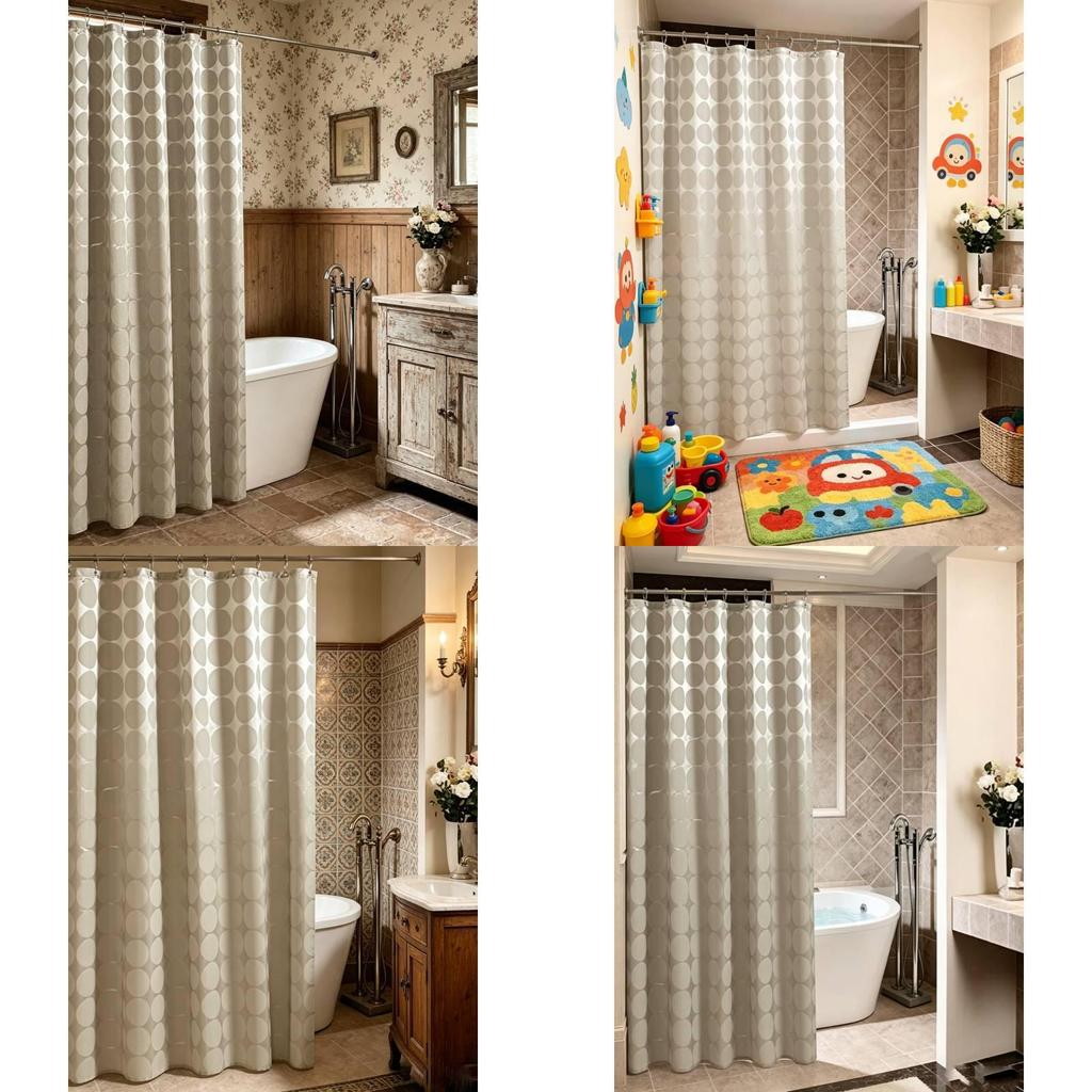 Waterproof Bathroom Shower Curtain Set With Dot Pattern For Home Use