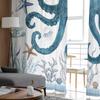 Ocean Stripes Seaweed Starfish Octopus Voile Sheer Curtains Living Room Window Tulle Curtain Kitchen Bedroom Drapes Home Decor