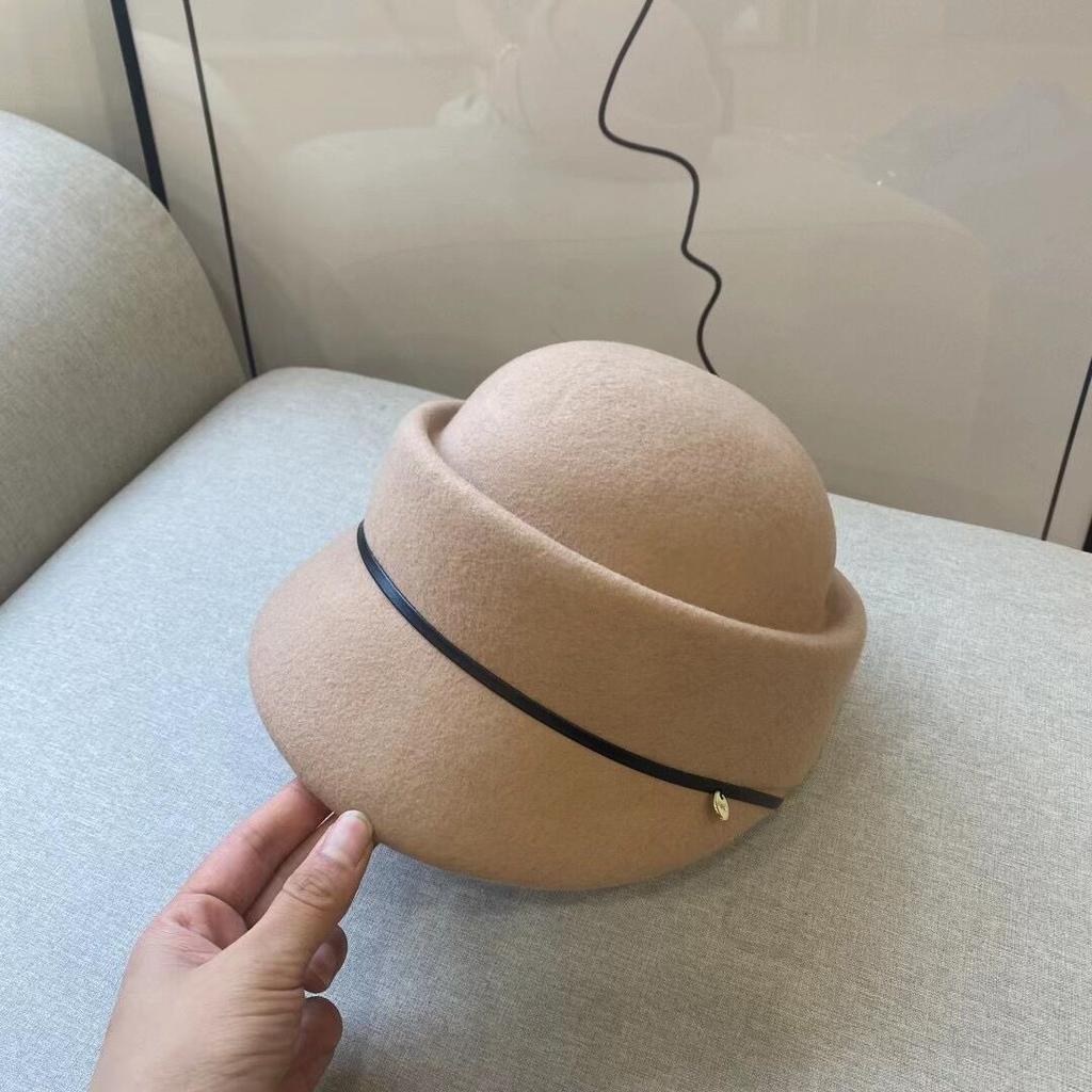 Hat Female Autumn and Winter British Retro Top Hat Oxygen Short Brim Wool Cap Fashion Dome Woolen Equestrian Hat