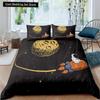 Cartoon Astronaut King Queen Duvet Cover Kawaii Spacecraft Bedding Set for Kids Outer Space Blue 2/3 Pcs Polyester Quilt Cover