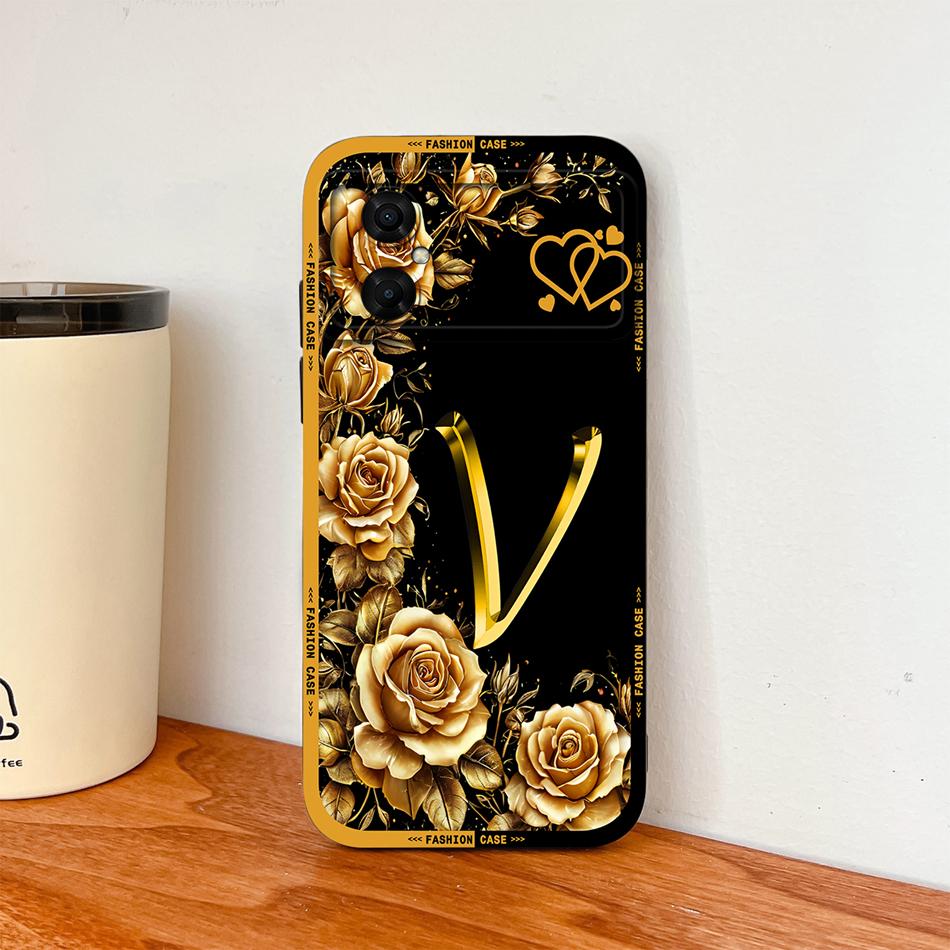 Case For Xiaomi Poco M4 M3 Pro Luxury Rose Letters Soft Smooth Liquid Silicone Housing For Poco M 4 M 3 Lightweight Phone Cover