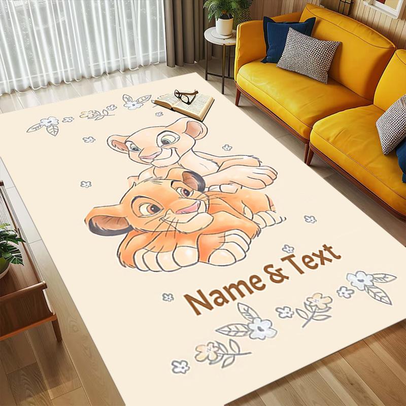 Custom Name Lion Cub Name Living Room Non-Slip Area Rug Soft Carpet for Bedroom Kids Playroom Sofa Office Home Decor Doormat