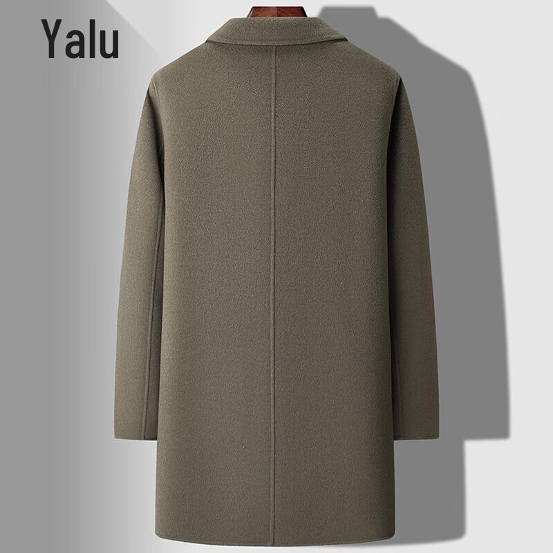 YaLu Men's Merino Wool Blend Mid-Length Overcoat