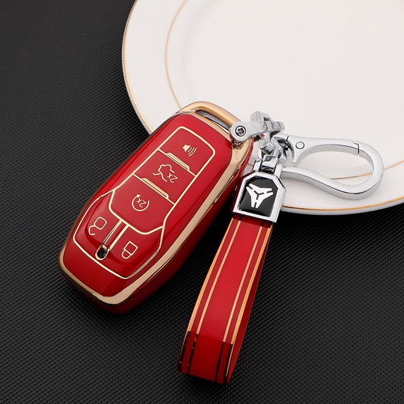 Car Key Cover Case for Ford Fusion Mondeo Mustang F-150 Explorer Edge 2015 2016 2017 2018 Car Styling Key Protection Keychain