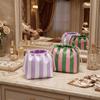 Striped Drawstring Cosmetic Bag Portable Striped Cosmetic Organizer Makeup Bag Organize  Women