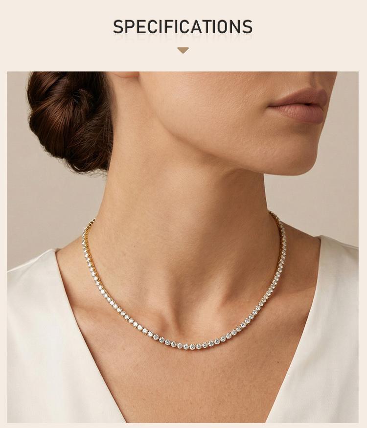 Women's Cubic Zirconia Tennis Necklace, Stainless Steel CZ Chain Crystal Choker Rhinestone Necklace, Luxury Wedding Women Gift