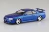 Aoshima Bunka Kyozai Rakupla Snap Kit Nissan R34 Skyline Custom Wheels Scale Plastic Model Kit (AOSHIMA) No. 12CU-BB GT-R (Bayside Blue) 1/32
