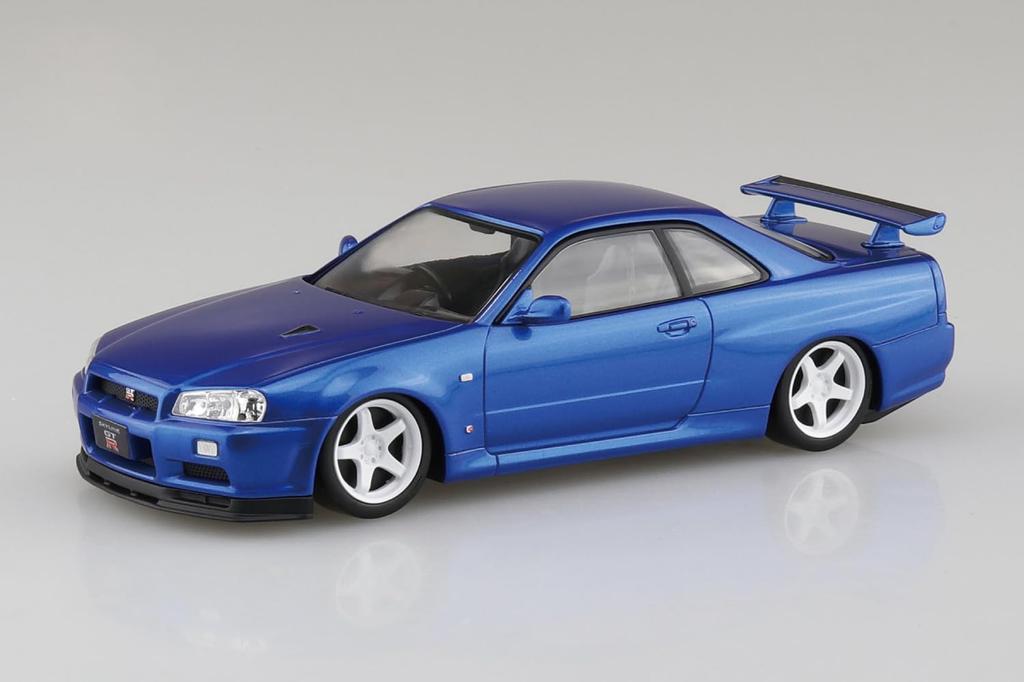 Aoshima Bunka Kyozai Rakupla Snap Kit Nissan R34 Skyline Custom Wheels Scale Plastic Model Kit (AOSHIMA) No. 12CU-BB GT-R (Bayside Blue) 1/32