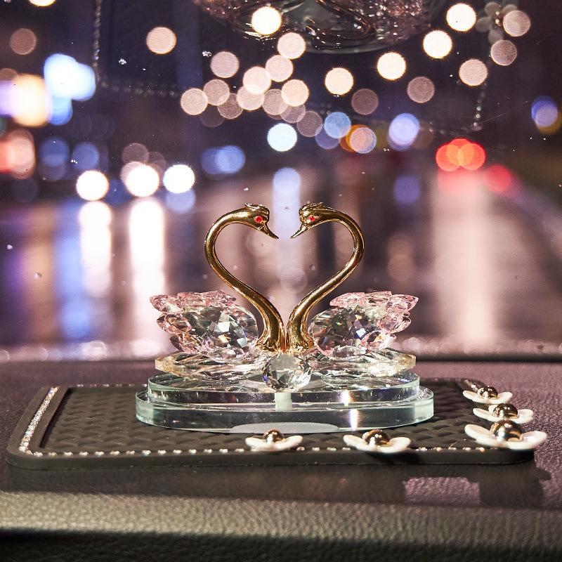 Crystal Swan Car Air Freshener - Deluxe Interior Ornament Set for Women