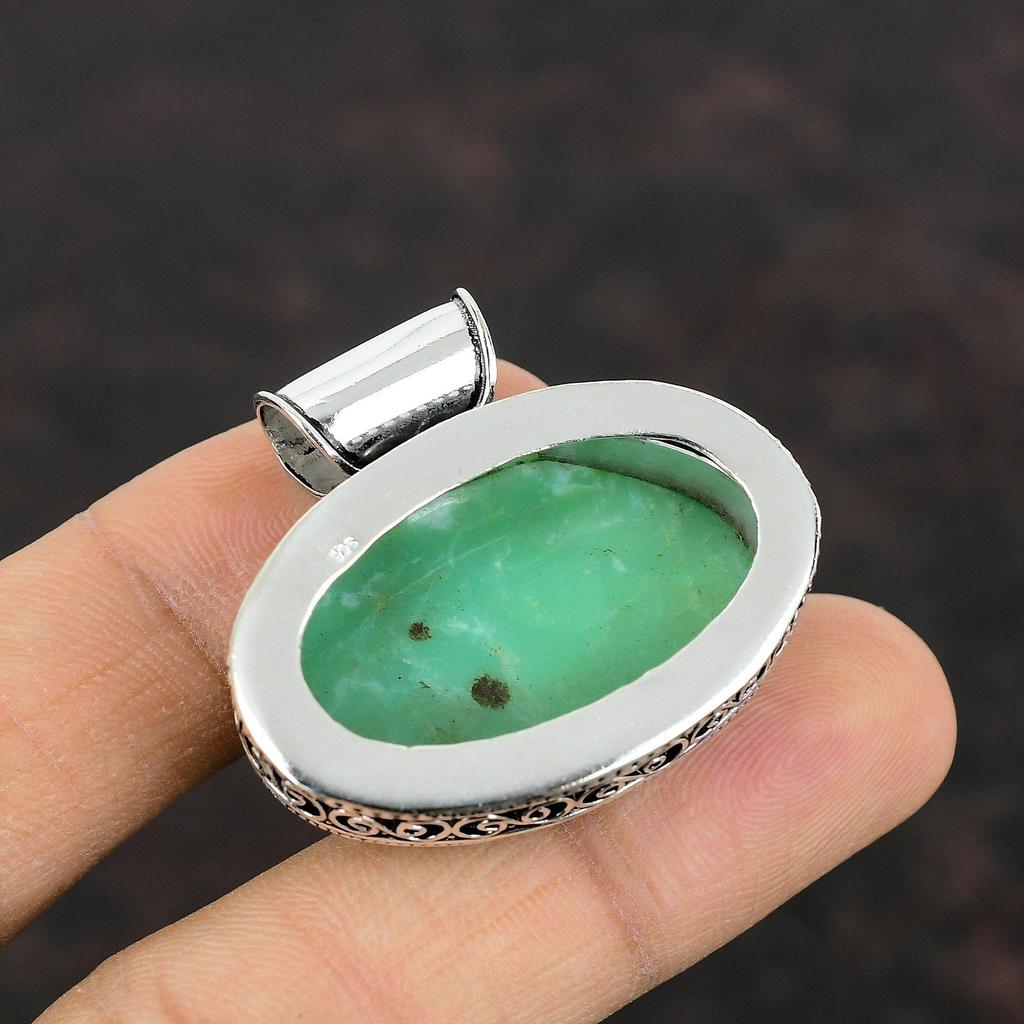 Krysopras Anheng 925 Sterlingsølv Anheng Håndlagde Smykker Vintage Anheng Ekte Edelstenssmykker Statement Anheng Jubileumsgave