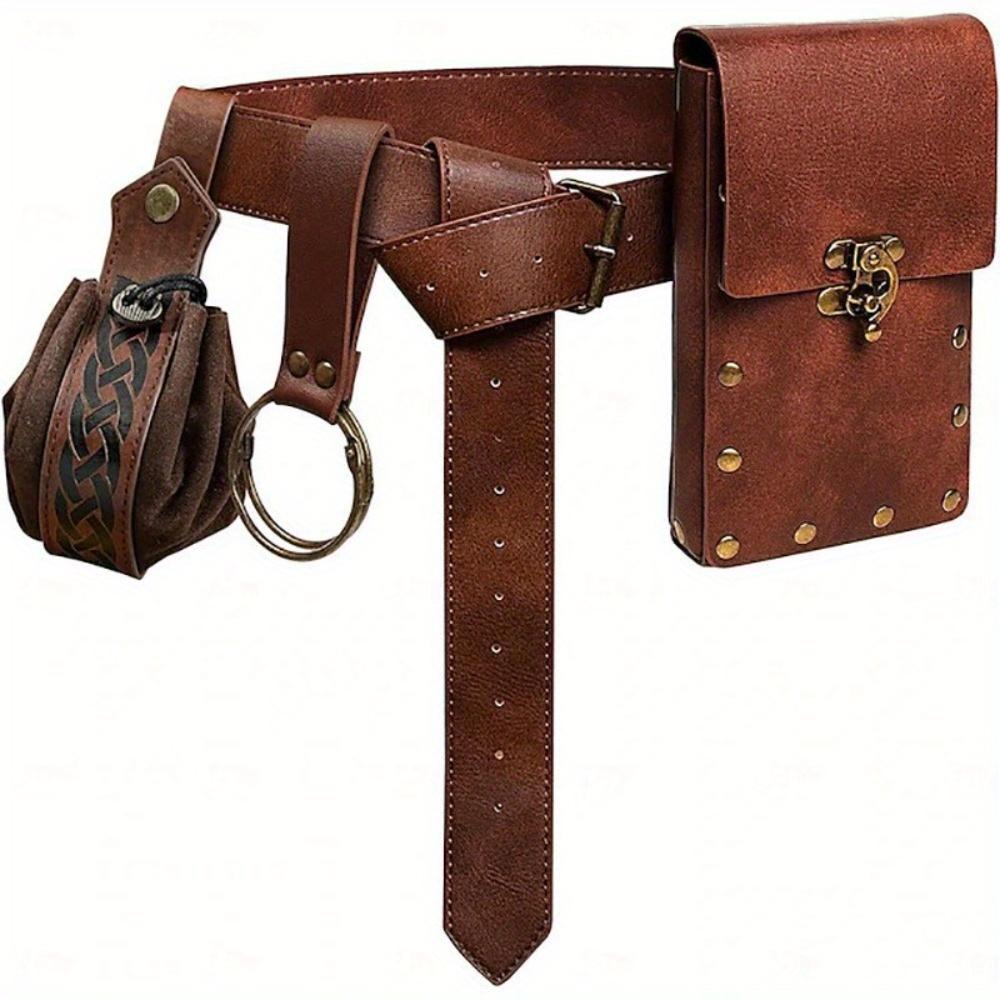 Style Collision! Steampunk Phone Bag with Medieval Leather Belt, the First Choice for Renaissance Cosplay Costume Accessories
