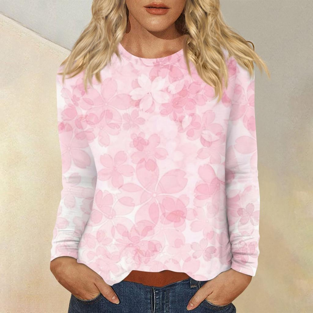 Women's Daily Casual Long-sleeved Printed O-neck Top