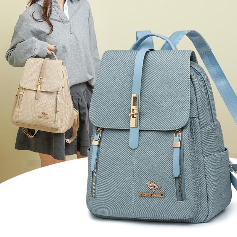 Schoolbag Backpack Women's 1011 New Korean Version Simple and Fashionable Women's Backpack Commuting Trendy with Large Capacity Shoulder Leisure Bag