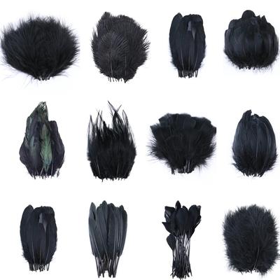 50 Stuks Natuurlijk Zwarte Gans Struisvogelveren Voor Sieraden Oorbellen Maken DIY Dromenvanger Decoratie Ambachten Pluim Accessoires