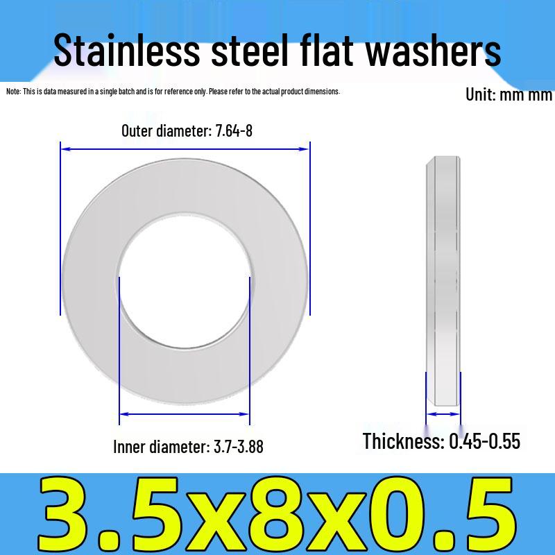 Jinguying Stainless Steel Flat Washer 201/304/316 Standard Size, No Burrs (GB97/DIN125)