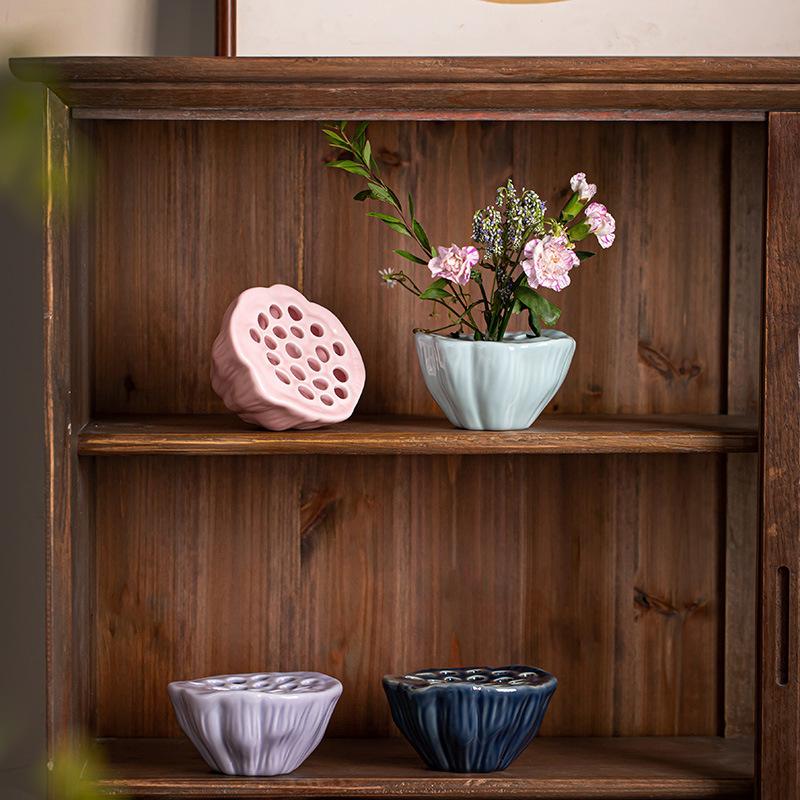 1 Stück, Keramik-Wasserspeichergefäß mit kleinem Trocken-Einweichtisch, Zen-Stil Wohnzimmer, Chinesischer Stil Blumenarrangementschale, Trockenblume, Frischblume