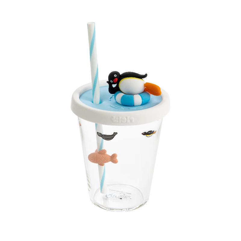 tbh Pingu Large Capacity Glass Straw Cup