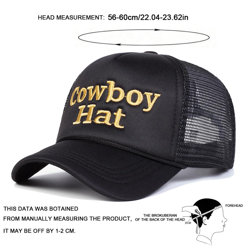 Herren Cowboyhut Buchstabenbestickte Baseballkappe Mesh-Hut Outdoor Verstellbar Sonnenschutz Freizeit Hut Frühling Herbst Reise Tourismus Strandurlaub