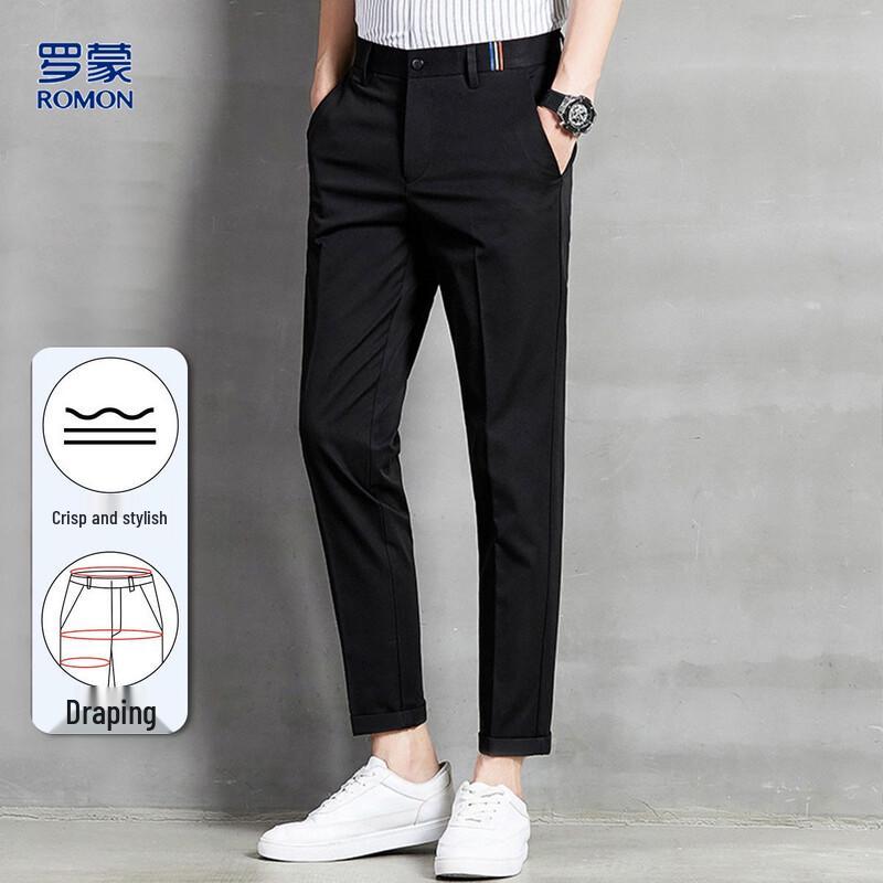 Luomeng Men s Silky Drape Straight-Leg Cropped Pants 35