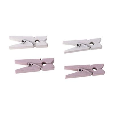 Houten wasknijpers assorti, roze, wit, 35mm, 26 stuks