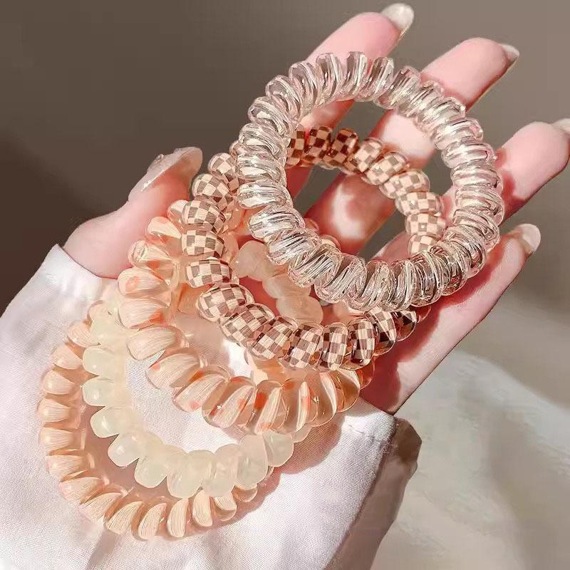 5PCS Bright Shining Telephone Line Wire Elastic Hair Bands Tie Gum Headwear Ponytail Holder Rubber Bands Women Hair Accessories