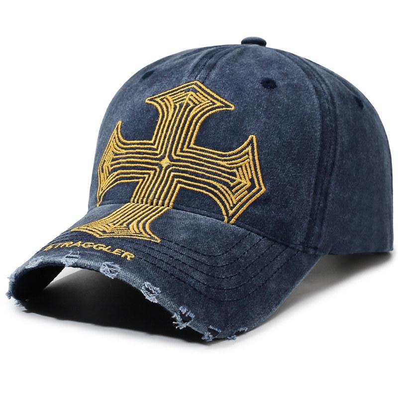 Embroidered Cross Baseball Cap for Men Women Vintage Design Sun Hat Hip Hop Fashion Caps GZW