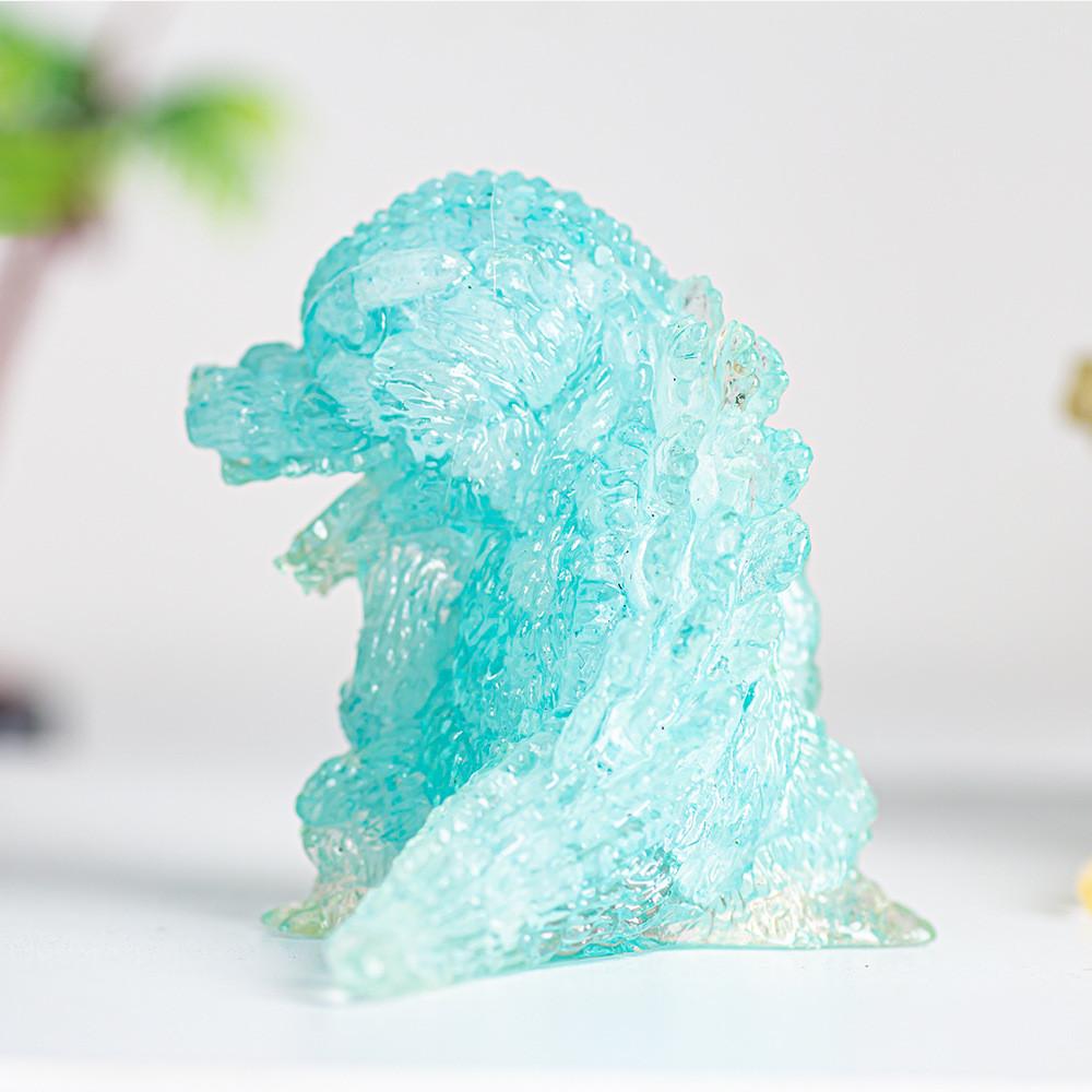 Godzilla Resin Crystal Figurine With Natural Gemstone For Home Decor And Giftgiving