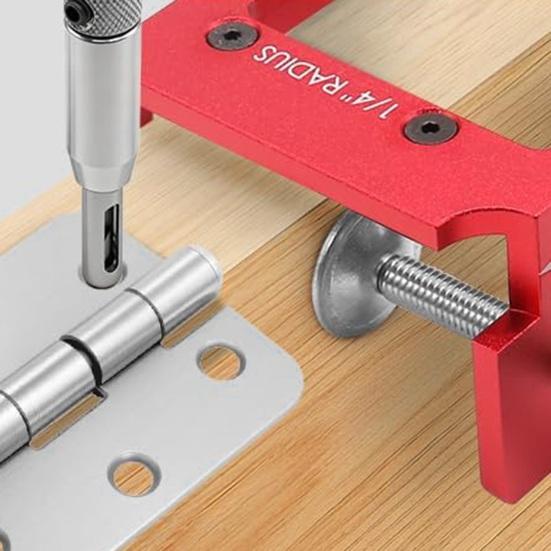 Hole Opening Locator Door Hinge Jig with Self-Centering Drill Bit Double-Ended Screwdriver Bit Heavy Duty Door Hinge Clamp