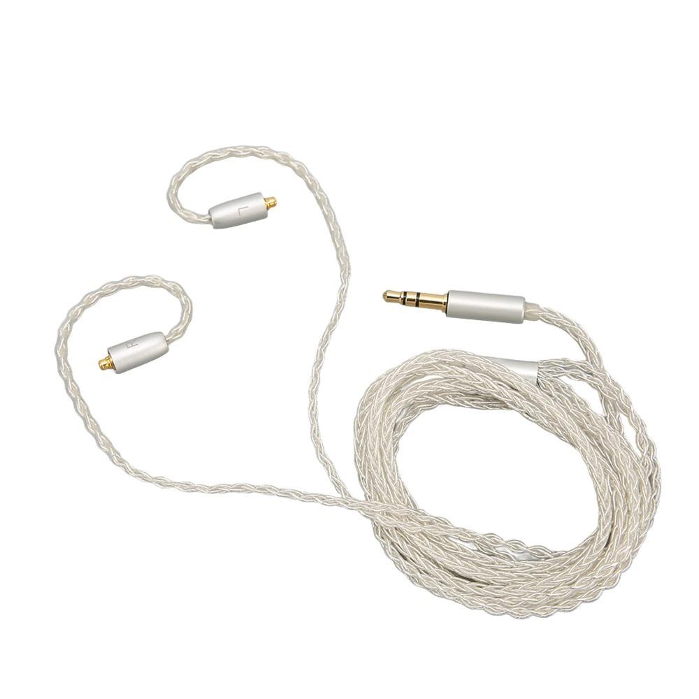 8 Stranded Braiding MMCX To 3.5mm Sound Cable Silver Plated Copper Headphone Cable for SE215 SE315 SE425 SE535 SE846/UE900